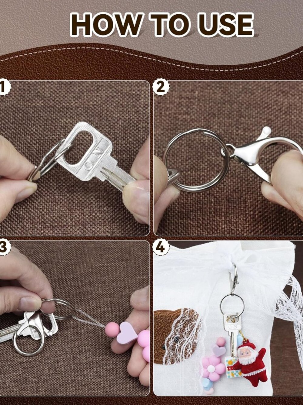 325PCS Keychain Making Kit - Silver Keychain Clips with Key Rings - Picture 5 of 6
